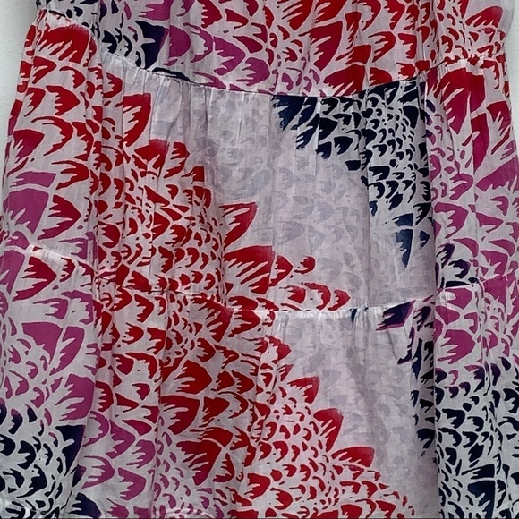 Billabong | Sz S |White/Red/Purple/Blue Lined Flowy Tassels Tiered Boho Sundress - Picture 8 of 14